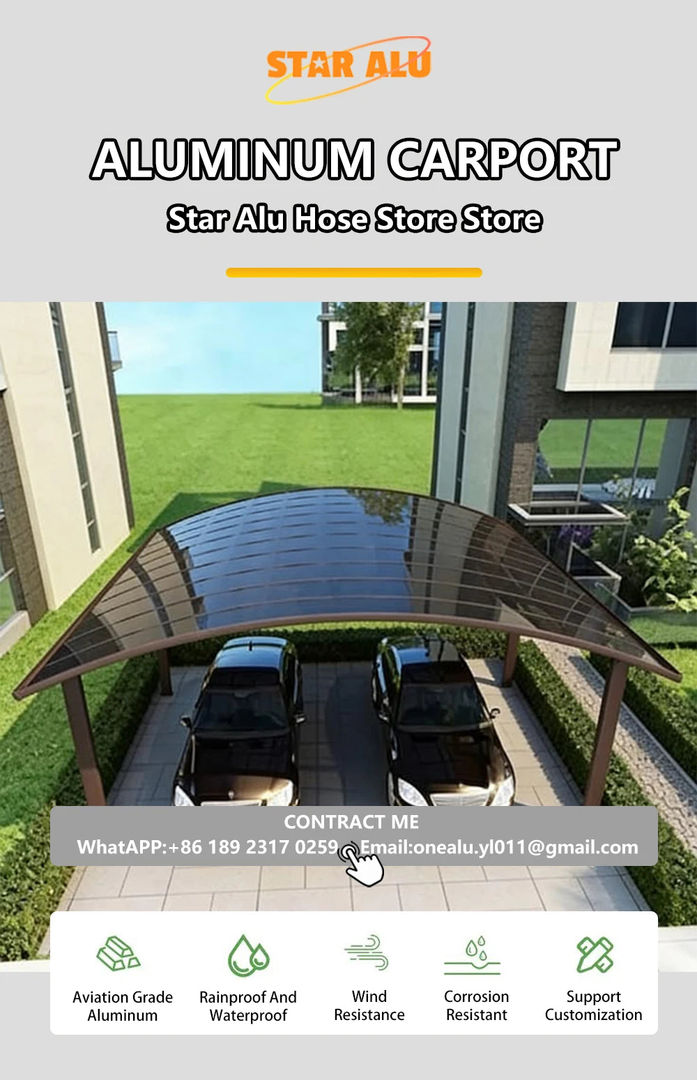 Clear Polycarbonate Awning Door Window Canopy Rain Cover Sunshade UV Protection Outdoor Entrance Porch Shelter Modern