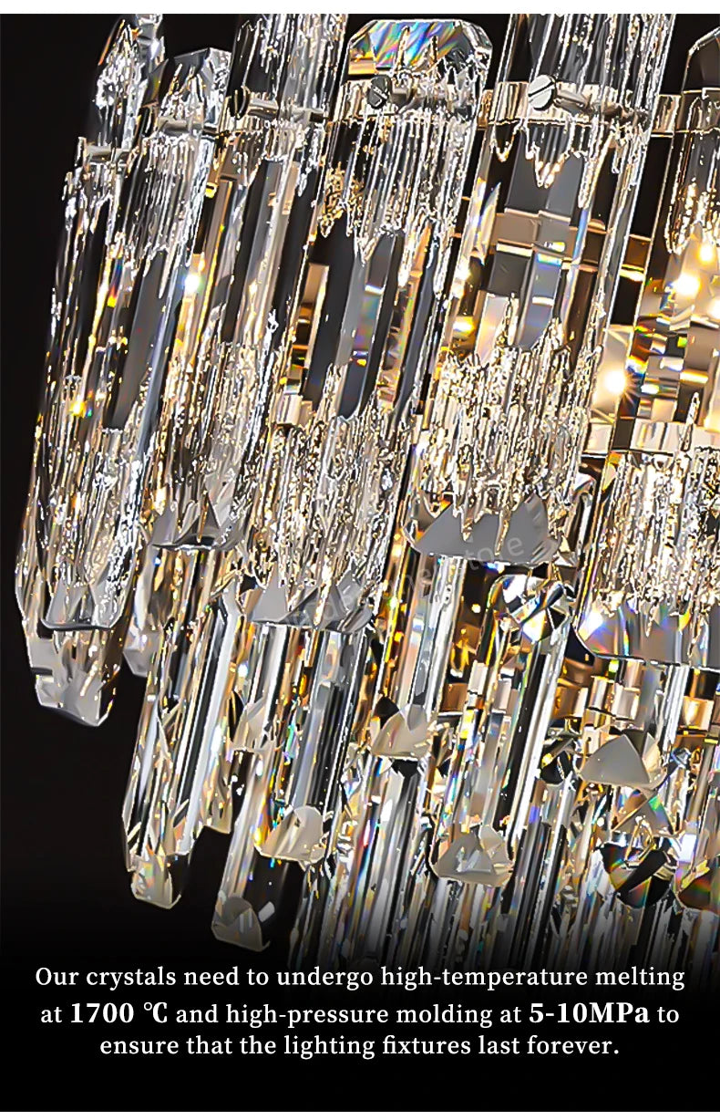 Loft Pendant Lighting Crystal Chandelier Ceiling for Dining Room Modern Led Ceiling Hanging Lamp for Living Room Villa