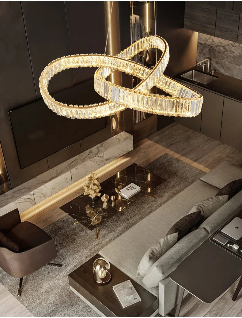 Luxury LED Crystal Chandeliers Home Lighting for Living Dining Room Decorate Villa Hotel Ceiling Pendant Lights Indoor Fixtures