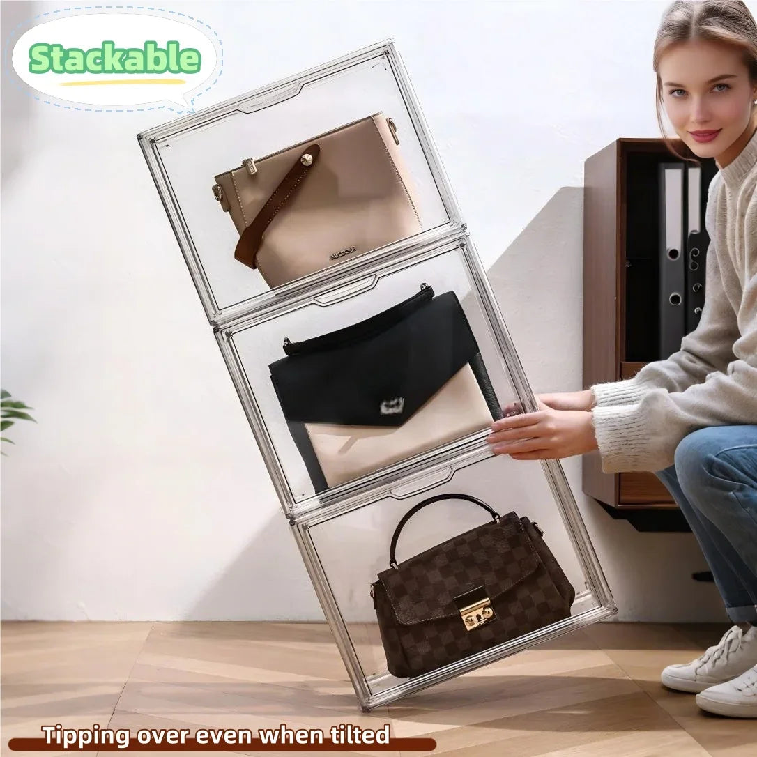1pc/3pcs Clear Display Case Large Capacity Storage Box Acrylic Organizer Bins For Figures Blind Box Makeup Toy Showcase HangBag