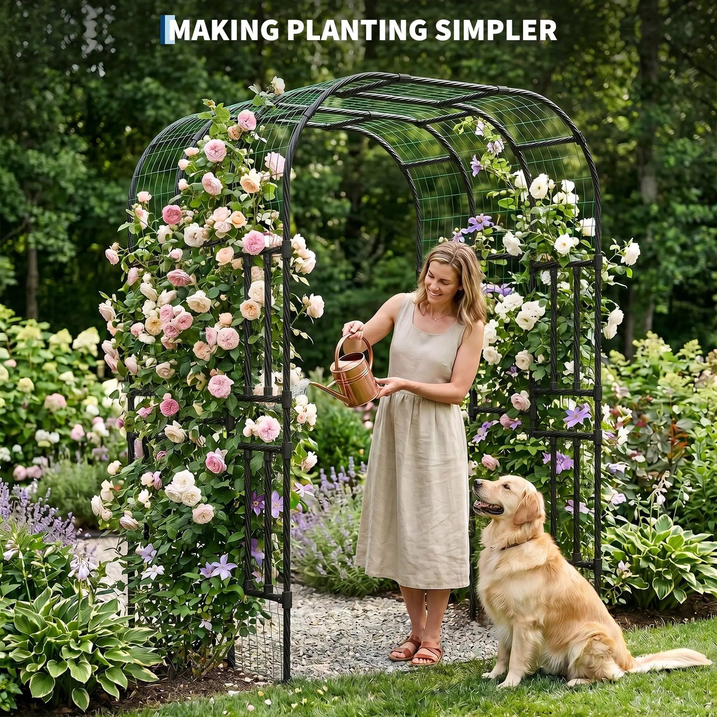 Extra Tall 7.3FT Garden Arch Trellis, PE-Coated Steel Plant Arbor For Cucumbers, Beans, Roses, Outdoor Patio Decor Arbor